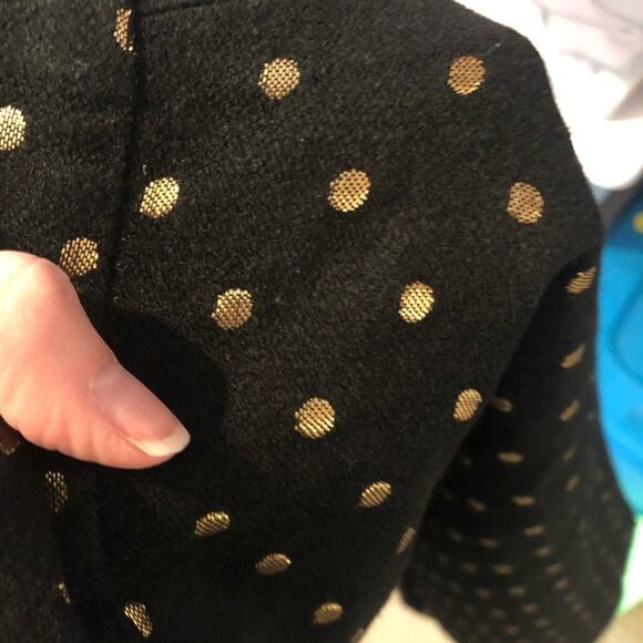 J Crew Black w/ Gold Polka Dot The Pencil Skirt Womens 2 Straight Preppy - Picture 3 of 6